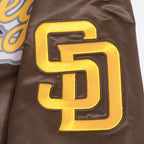 MLB SAN DIEGO PADRES SCRIPT TAIL MEN'S SATIN JACKET (BROWN)