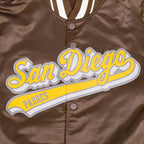 MLB SAN DIEGO PADRES SCRIPT TAIL MEN'S SATIN JACKET (BROWN)
