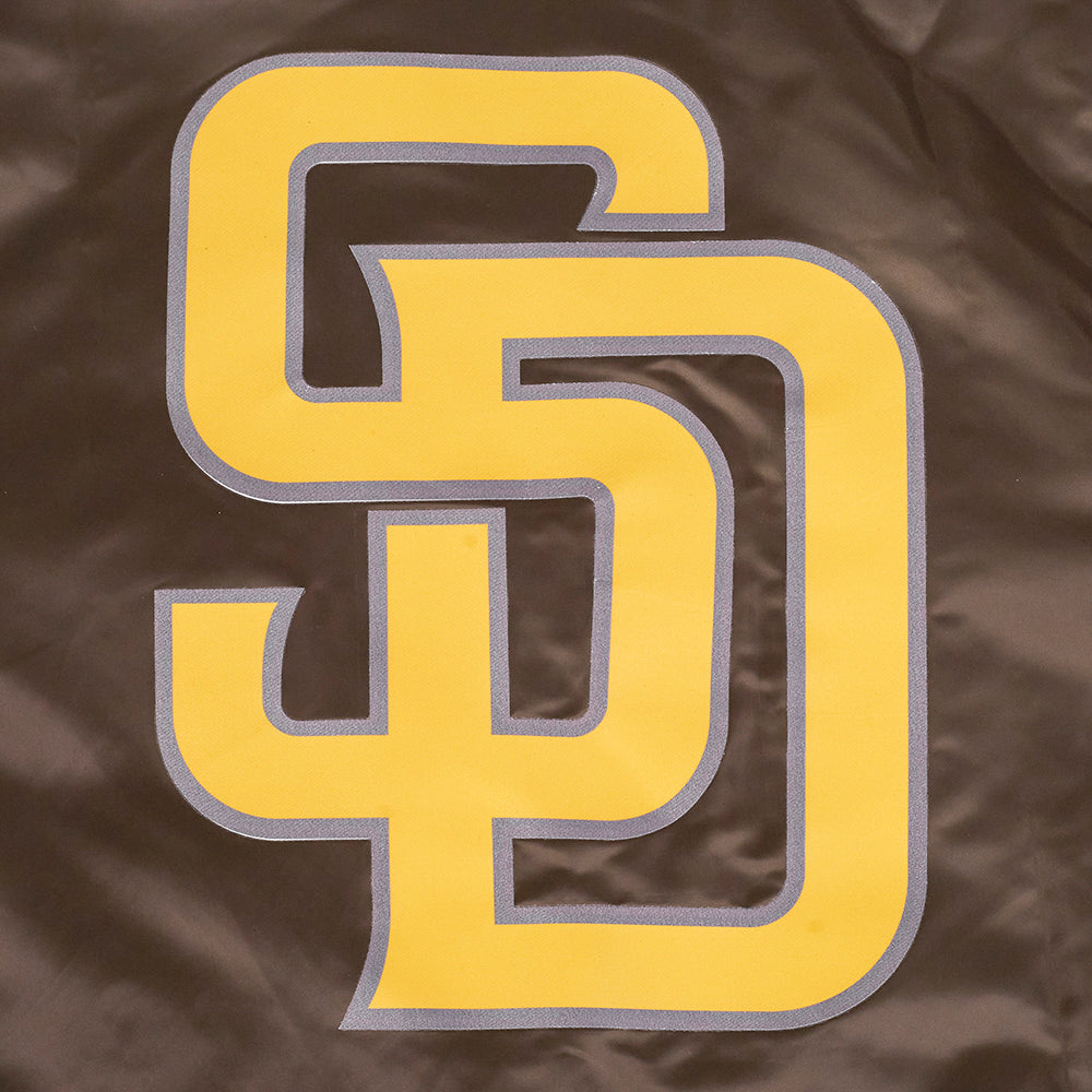 MLB SAN DIEGO PADRES SCRIPT TAIL MEN'S SATIN JACKET (BROWN)