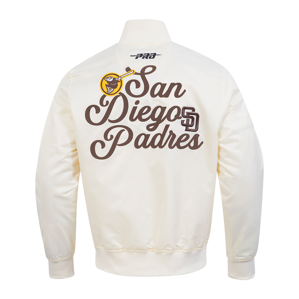 MLB SAN DIEGO PADRES SOUVENIR BLOUSON EN SATIN POUR HOMME (COQUILLE D'ŒUF)