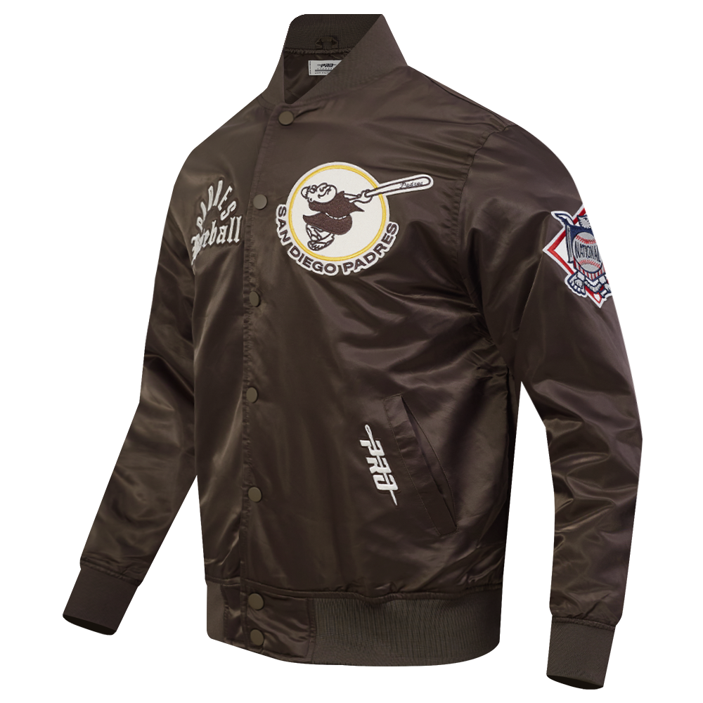 MLB SAN DIEGO PADRES MODERN ORIGINALS MEN'S SATIN JACKET (BROWN)