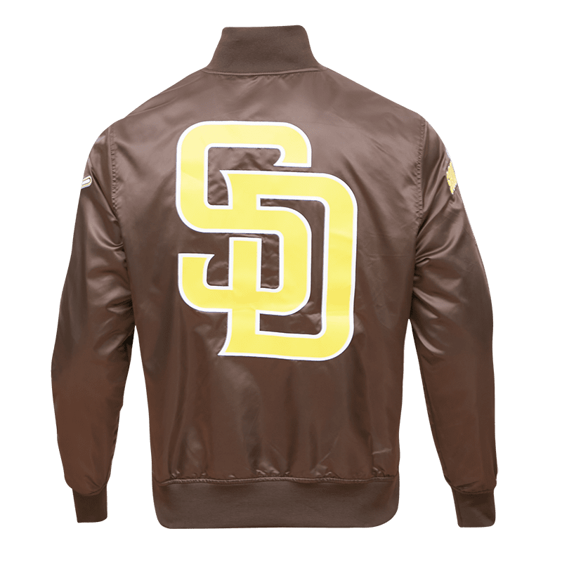 MLB SAN DIEGO PADRES TEAM BIG LOGO MEN'S SATIN JACKET (BROWN)