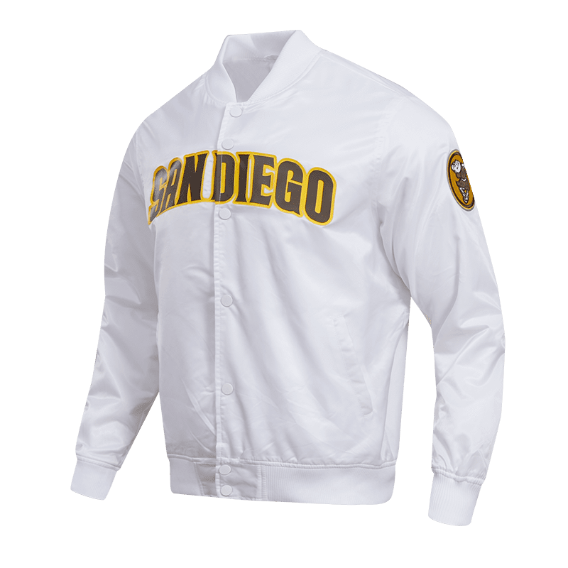 MLB SAN DIEGO PADRES TEAM BIG LOGO MEN'S SATIN JACKET (WHITE)