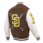 MLB SAN DIEGO PADRES MASH UP MEN'S RIB WOOL VARSITY JACKET (BROWN/WHITE)