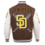 MLB SAN DIEGO PADRES MASH UP MEN'S RIB WOOL VARSITY JACKET (BROWN/WHITE)