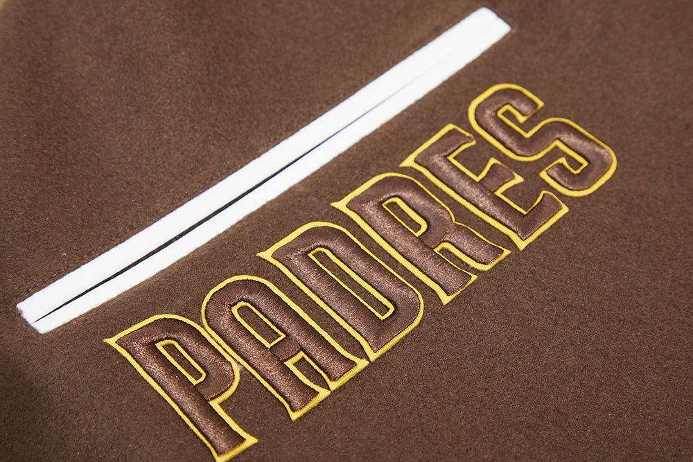 MLB SAN DIEGO PADRES MASH UP MEN'S RIB WOOL VARSITY JACKET (BROWN/WHITE)