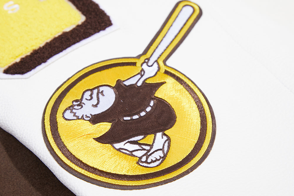 MLB SAN DIEGO PADRES MASH UP MEN'S RIB WOOL VARSITY JACKET (BROWN/WHITE)