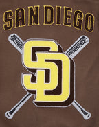 MLB SAN DIEGO PADRES MASH UP MEN'S RIB WOOL VARSITY JACKET (BROWN/WHITE)