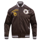 MLB SAN DIEGO PADRES RETRO CLASSIC BLOUSON EN SATIN À BORDS CÔTELÉS POUR HOMME (BRUN)