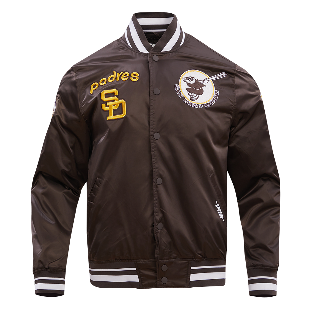 MLB SAN DIEGO PADRES RETRO CLASSIC BLOUSON EN SATIN À BORDS CÔTELÉS POUR HOMME (BRUN)