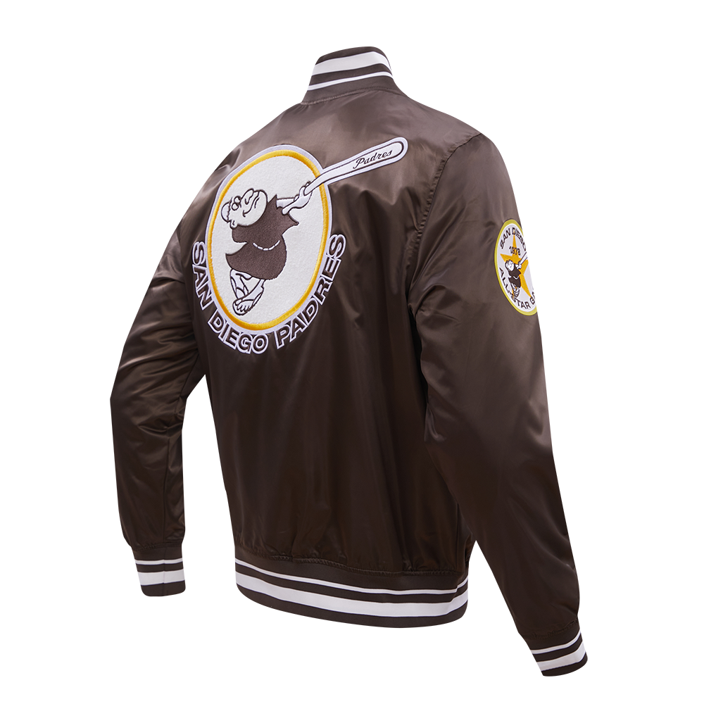 MLB SAN DIEGO PADRES RETRO CLASSIC BLOUSON EN SATIN À BORDS CÔTELÉS POUR HOMME (BRUN)