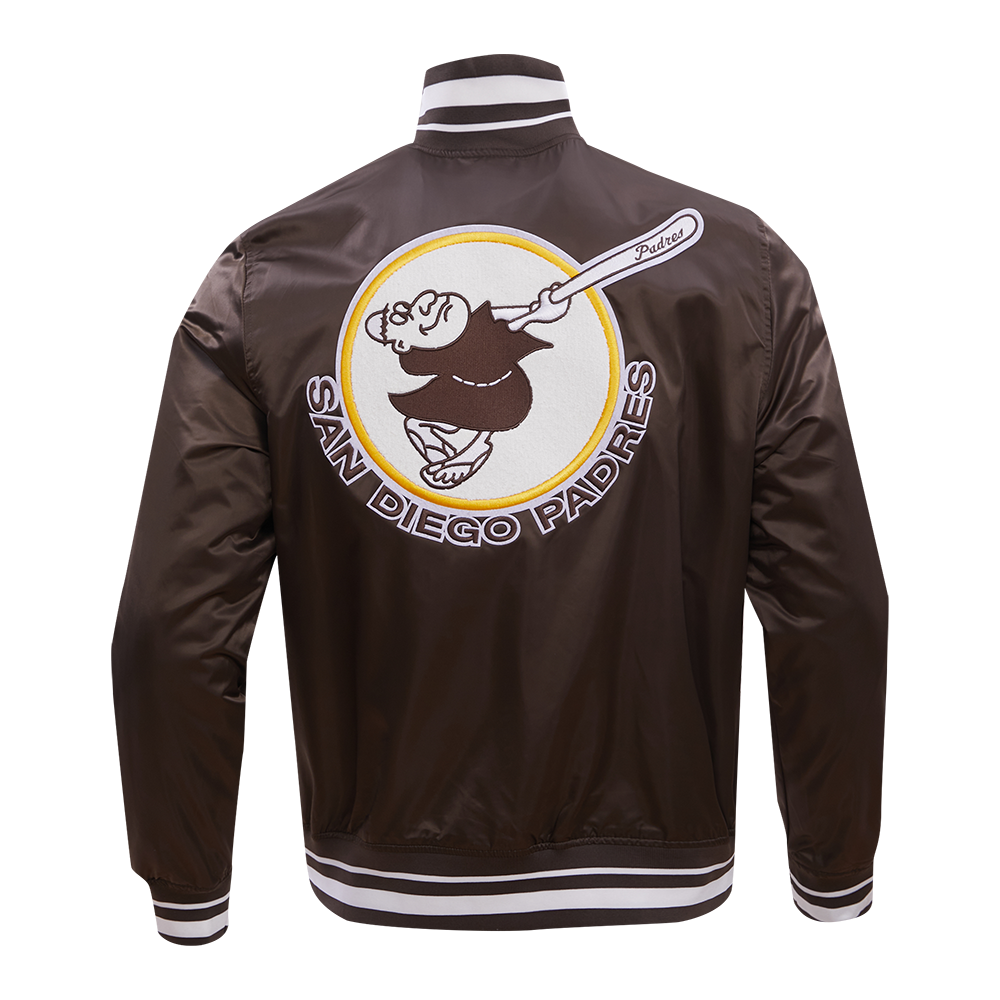 MLB SAN DIEGO PADRES RETRO CLASSIC BLOUSON EN SATIN À BORDS CÔTELÉS POUR HOMME (BRUN)