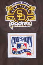 MLB SAN DIEGO PADRES RETRO CLASSIC BLOUSON EN SATIN À BORDS CÔTELÉS POUR HOMME (BRUN)