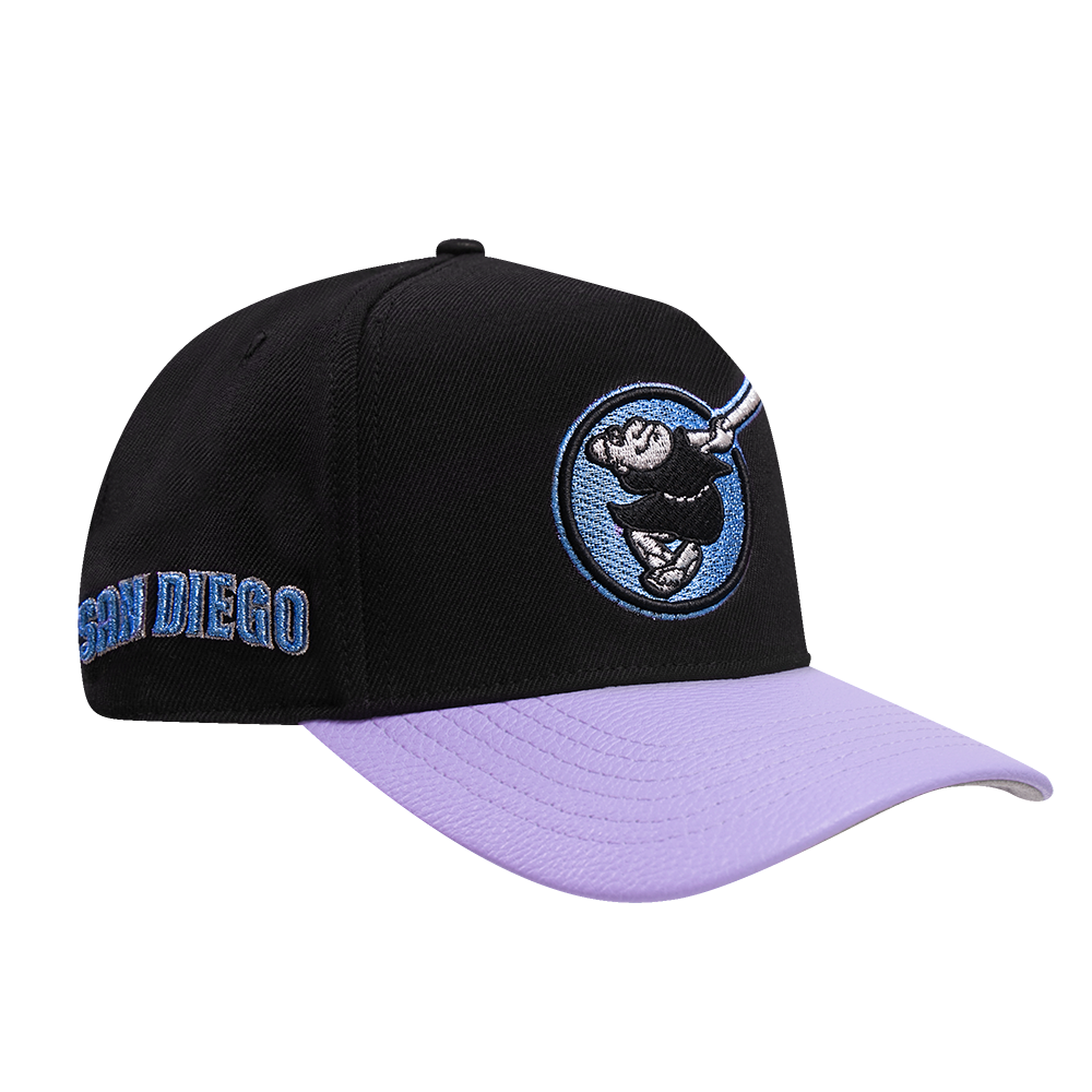 MLB SAN DIEGO PADRES PASTELLIC 2 TONE PINCH FRONT STRAPBACK (BLACK/PURPLE)