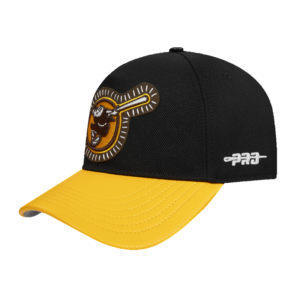 MLB SAN DIEGO PADRES DIY PICK STITCH LEATHER PINCH FRONT STRAPBACK (BLACK)