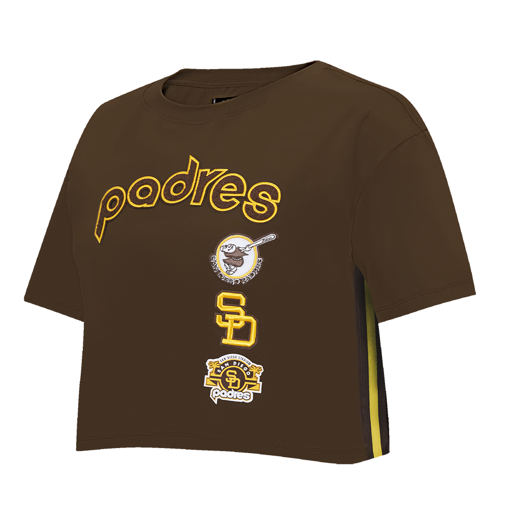 MLB SAN DIEGO PADRES RETRO CLASSIC WOMEN'S BOXY TOP (BROWN)