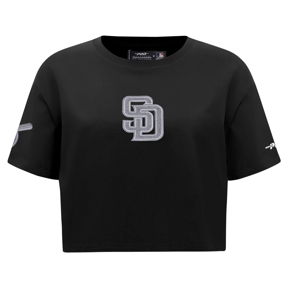 MLB SAN DIEGO PADRES REVERSE FRENCH TERRY WOMEN'S SINGLE JERSEY BOXY TOP (BLACK)
