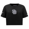 MLB SAN DIEGO PADRES REVERSE FRENCH TERRY WOMEN'S SINGLE JERSEY BOXY TOP (BLACK)