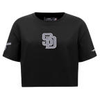 MLB SAN DIEGO PADRES REVERSE FRENCH TERRY WOMEN'S SINGLE JERSEY BOXY TOP (BLACK)