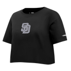 MLB SAN DIEGO PADRES REVERSE FRENCH TERRY WOMEN'S SINGLE JERSEY BOXY TOP (BLACK)