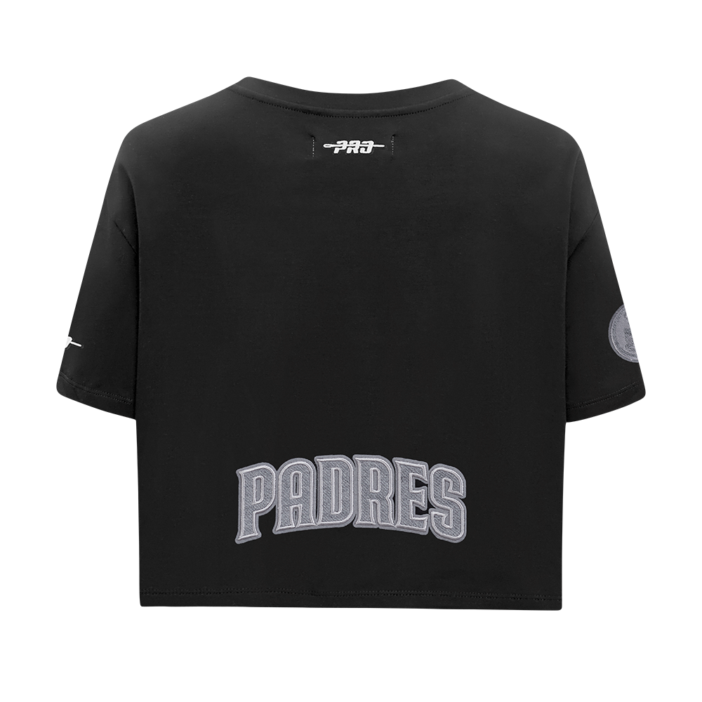 MLB SAN DIEGO PADRES REVERSE FRENCH TERRY WOMEN'S SINGLE JERSEY BOXY TOP (BLACK)