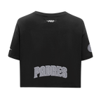 MLB SAN DIEGO PADRES REVERSE FRENCH TERRY WOMEN'S SINGLE JERSEY BOXY TOP (BLACK)