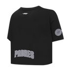 MLB SAN DIEGO PADRES REVERSE FRENCH TERRY WOMEN'S SINGLE JERSEY BOXY TOP (BLACK)