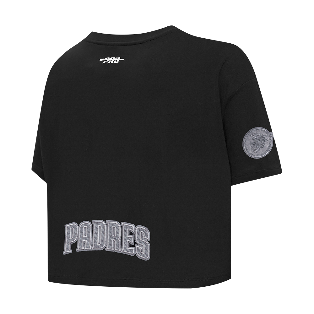 MLB SAN DIEGO PADRES REVERSE FRENCH TERRY WOMEN'S SINGLE JERSEY BOXY TOP (BLACK)