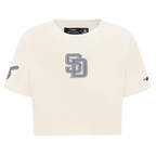MLB SAN DIEGO PADRES REVERSE FRENCH TERRY HAUT EN JERSEY SIMPLE À COUPE CARRÉE POUR FEMME (COQUILLE D'ŒUF)