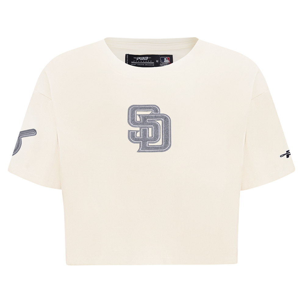 MLB SAN DIEGO PADRES REVERSE FRENCH TERRY HAUT EN JERSEY SIMPLE À COUPE CARRÉE POUR FEMME (COQUILLE D'ŒUF)