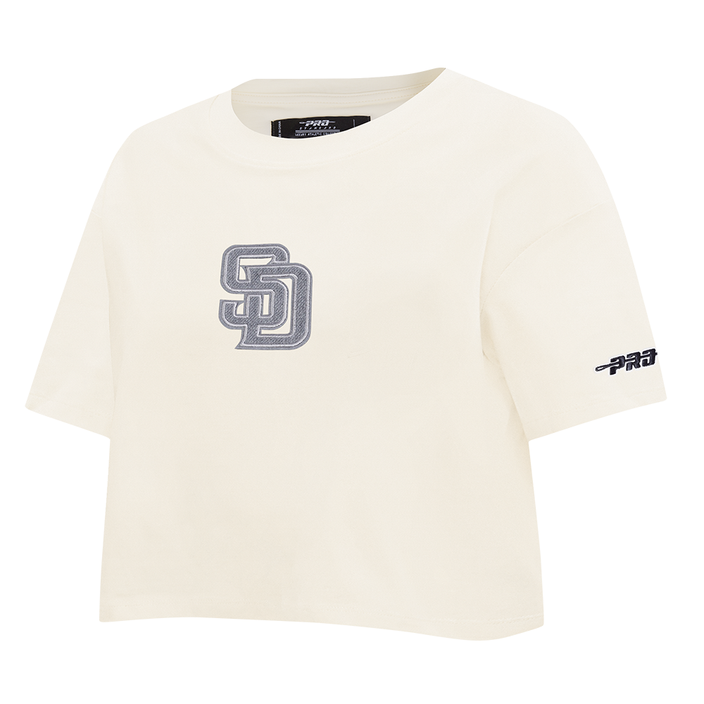 MLB SAN DIEGO PADRES REVERSE FRENCH TERRY HAUT EN JERSEY SIMPLE À COUPE CARRÉE POUR FEMME (COQUILLE D'ŒUF)