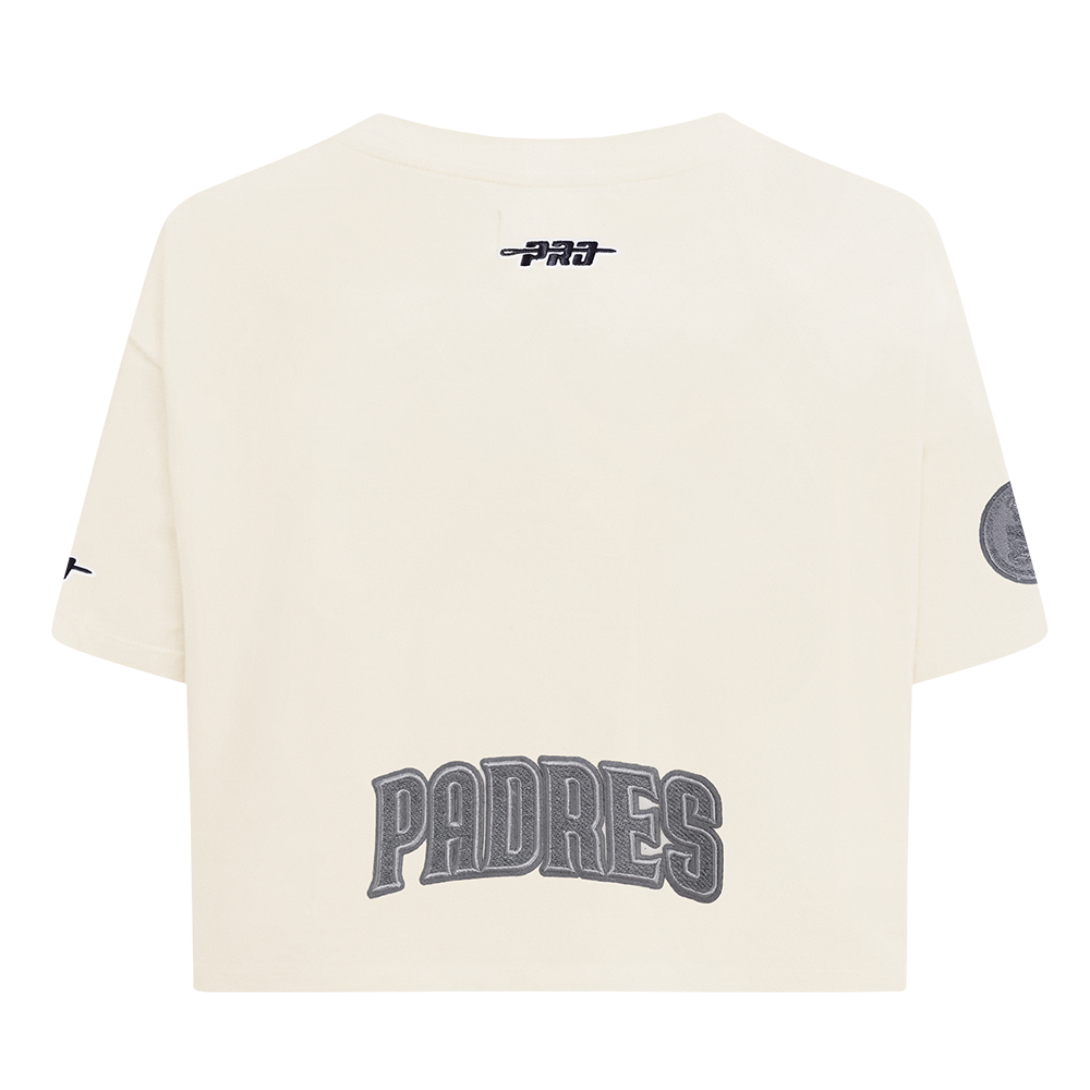 MLB SAN DIEGO PADRES REVERSE FRENCH TERRY HAUT EN JERSEY SIMPLE À COUPE CARRÉE POUR FEMME (COQUILLE D'ŒUF)