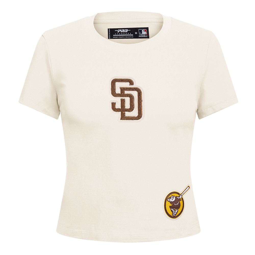 MLB SAN DIEGO PADRES GAME DAY CLASSICS WOMEN'S SINGLE JERSEY BABY DOLL TOP (EGGSHELL)