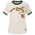 MLB SAN DIEGO PADRES RETRO CASCADE WOMEN'S RINGER TEE (EGGSHELL/ BLACK)