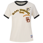 MLB SAN DIEGO PADRES RETRO CASCADE WOMEN'S RINGER TEE (EGGSHELL/ BLACK)