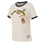 MLB SAN DIEGO PADRES RETRO CASCADE WOMEN'S RINGER TEE (EGGSHELL/ BLACK)