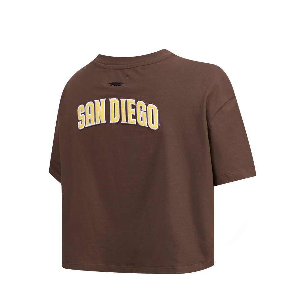 MLB SAN DIEGO PADRES CLASSIC WOMEN'S BOXY TOP (BROWN)