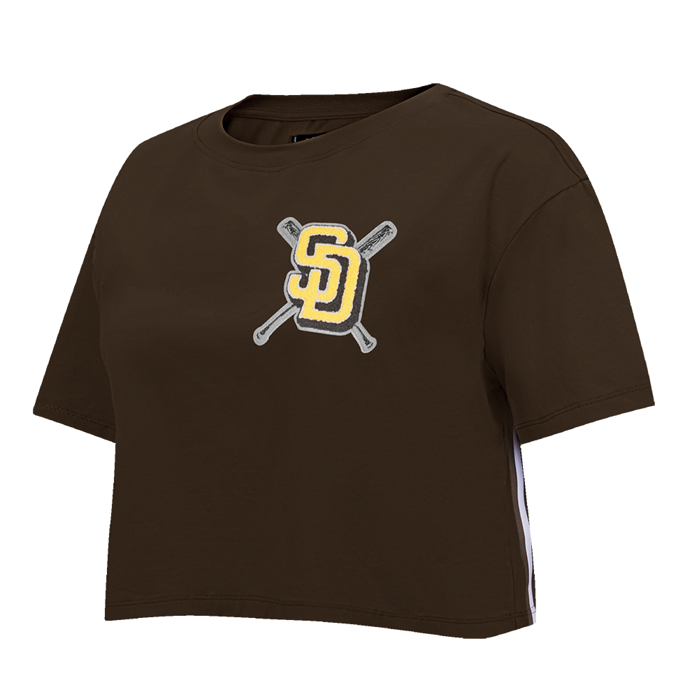 MLB SAN DIEGO PADRES MASHUP WOMEN'S BOXY TOP (BROWN)
