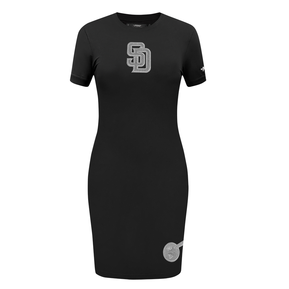 MLB SAN DIEGO PADRES REVERSE FRENCH TERRY WOMEN'S BODYCON DRESS (BLACK)