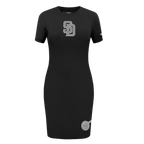 MLB SAN DIEGO PADRES REVERSE FRENCH TERRY WOMEN'S BODYCON DRESS (BLACK)