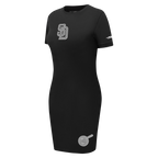 MLB SAN DIEGO PADRES REVERSE FRENCH TERRY WOMEN'S BODYCON DRESS (BLACK)