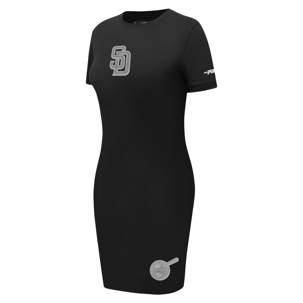 MLB SAN DIEGO PADRES REVERSE FRENCH TERRY WOMEN'S BODYCON DRESS (BLACK)