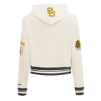MLB SAN DIEGO PADRES RETRO CLASSIC CHANDAIL À CAPUCHON COURT CÔTELÉ POUR FEMME (COQUILLE D'ŒUF/NOIR)