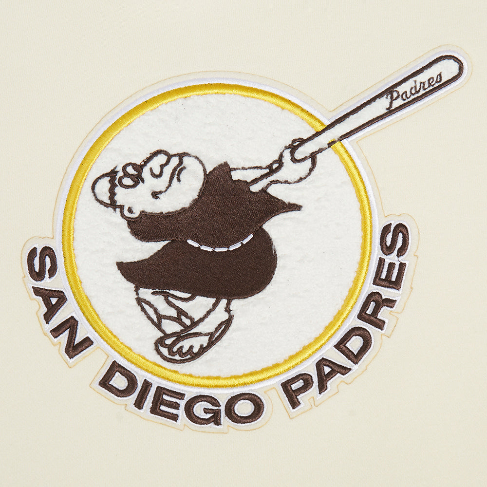 MLB SAN DIEGO PADRES RETRO CLASSIC CHANDAIL À CAPUCHON COURT CÔTELÉ POUR FEMME (COQUILLE D'ŒUF/NOIR)