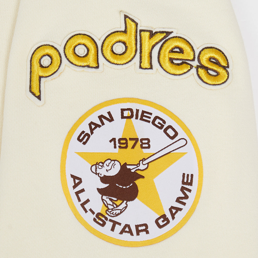 MLB SAN DIEGO PADRES RETRO CLASSIC CHANDAIL À CAPUCHON COURT CÔTELÉ POUR FEMME (COQUILLE D'ŒUF/NOIR)