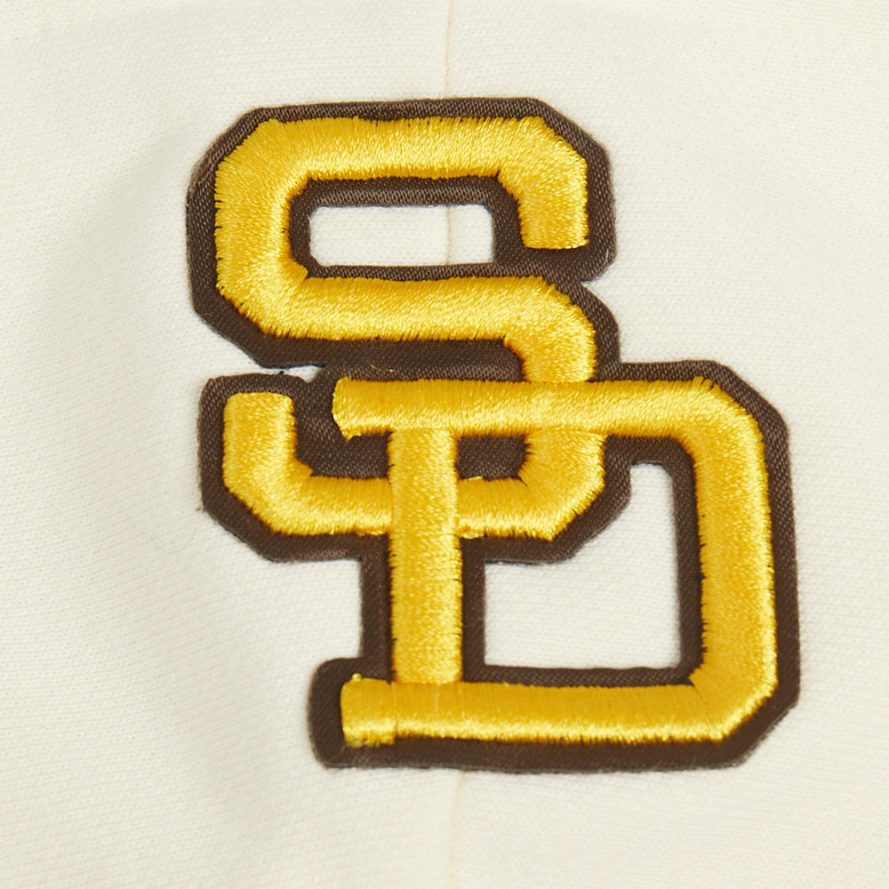 MLB SAN DIEGO PADRES RETRO CLASSIC CHANDAIL À CAPUCHON COURT CÔTELÉ POUR FEMME (COQUILLE D'ŒUF/NOIR)