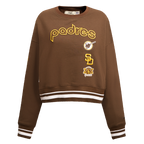 MLB SAN DIEGO PADRES RETRO CLASSIC CHANDAIL À COL ROND CÔTELÉ POUR FEMME (BRUN)