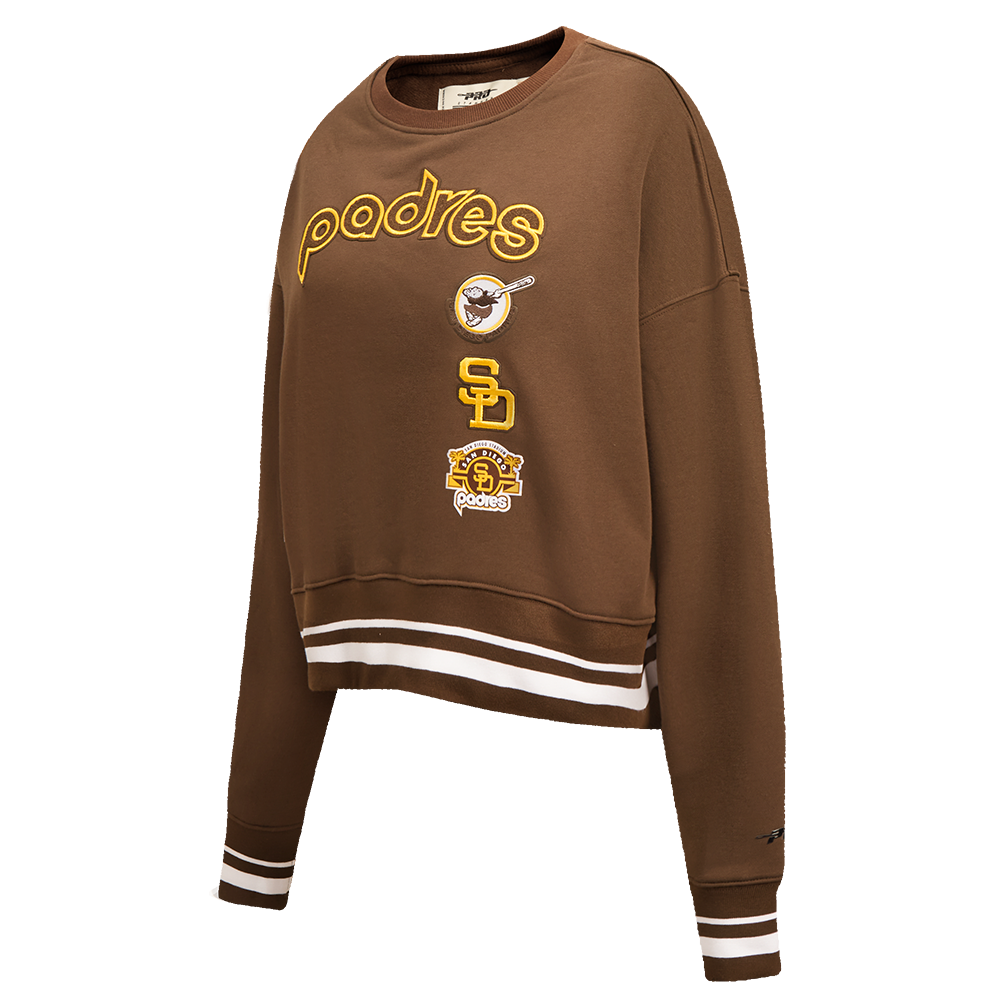 MLB SAN DIEGO PADRES RETRO CLASSIC WOMEN'S RIB CREWNECK (BROWN)