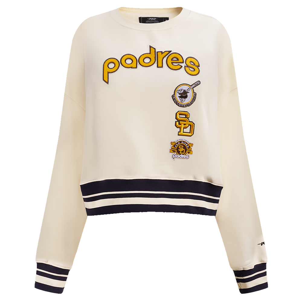 MLB SAN DIEGO PADRES RETRO CLASSIC CHANDAIL À COL ROND CÔTELÉ POUR FEMME (COQUILLE D'ŒUF/NOIR)