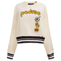 MLB SAN DIEGO PADRES RETRO CLASSIC CHANDAIL À COL ROND CÔTELÉ POUR FEMME (COQUILLE D'ŒUF/NOIR)
